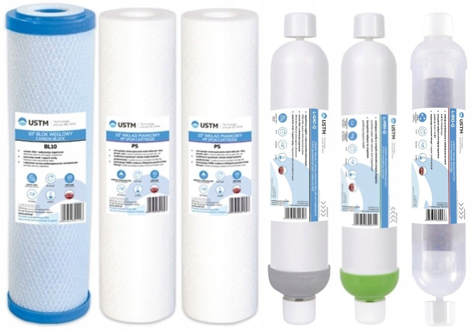Water filter set of cartridges Ustm OSMOZA RO7 for hose