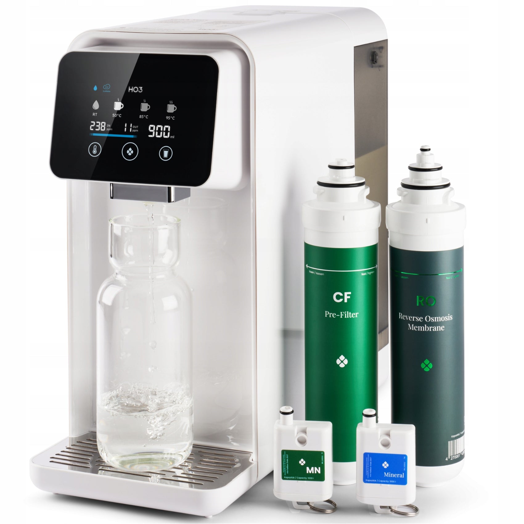 Water filter white HO3| reverse osmosis RO countertop with mineralization and UV
