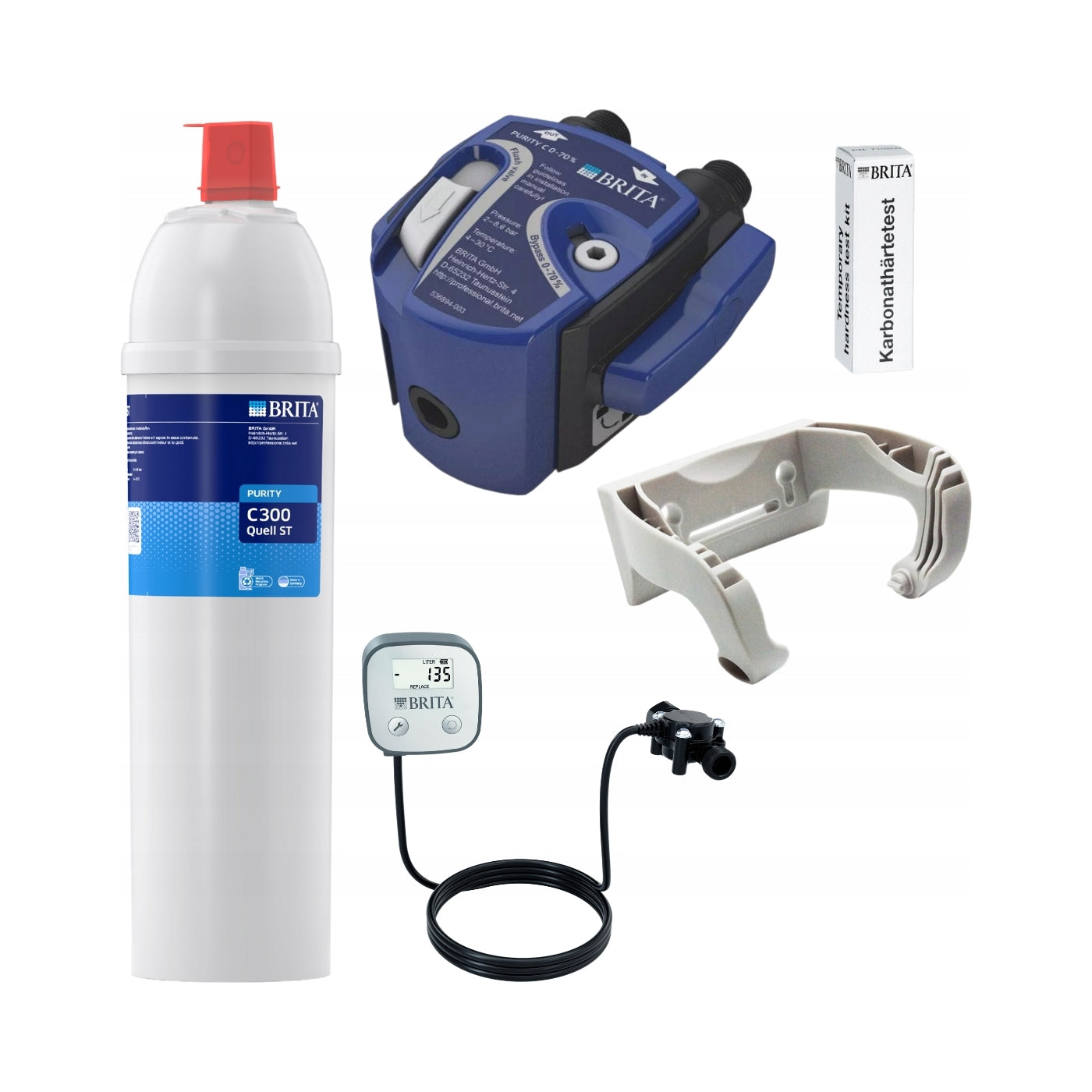 Water filtration kit Brita starter head, cartridge water filter C300 Quell