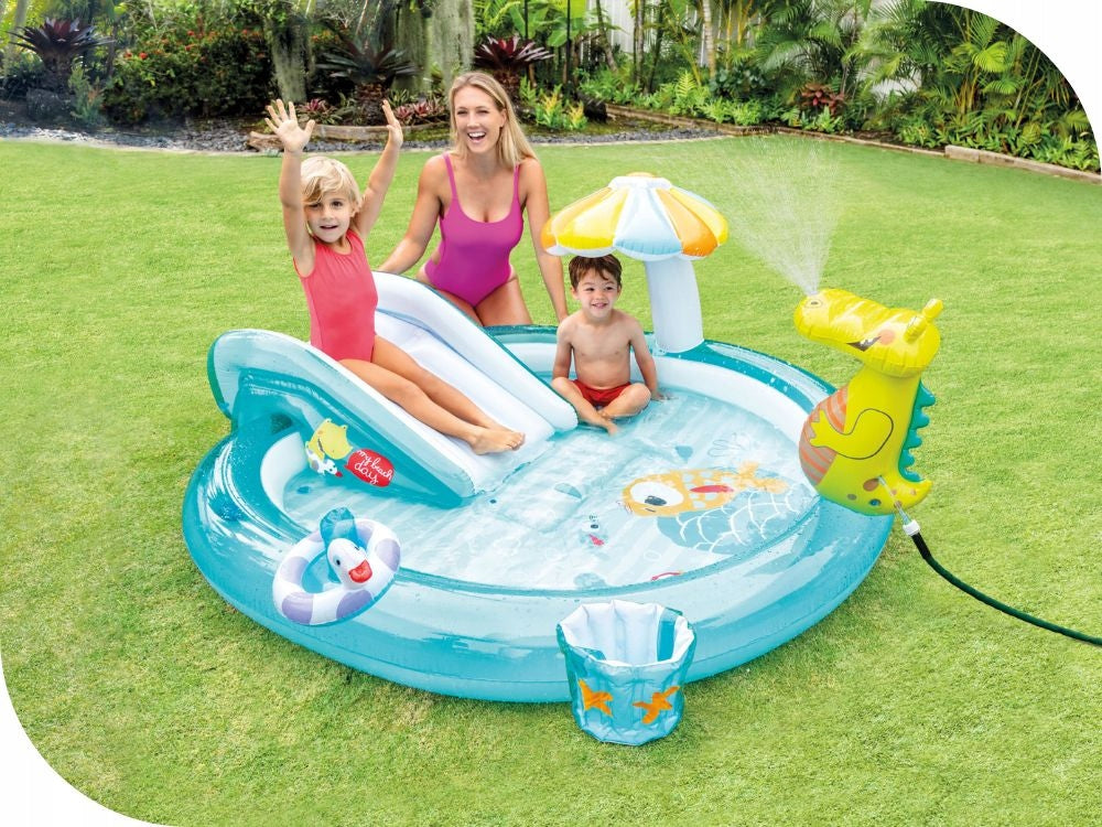 Water playground ALLIGATOR Swimming pool Intex 57165 Inflatable Slide MODEL 2026 Shape round