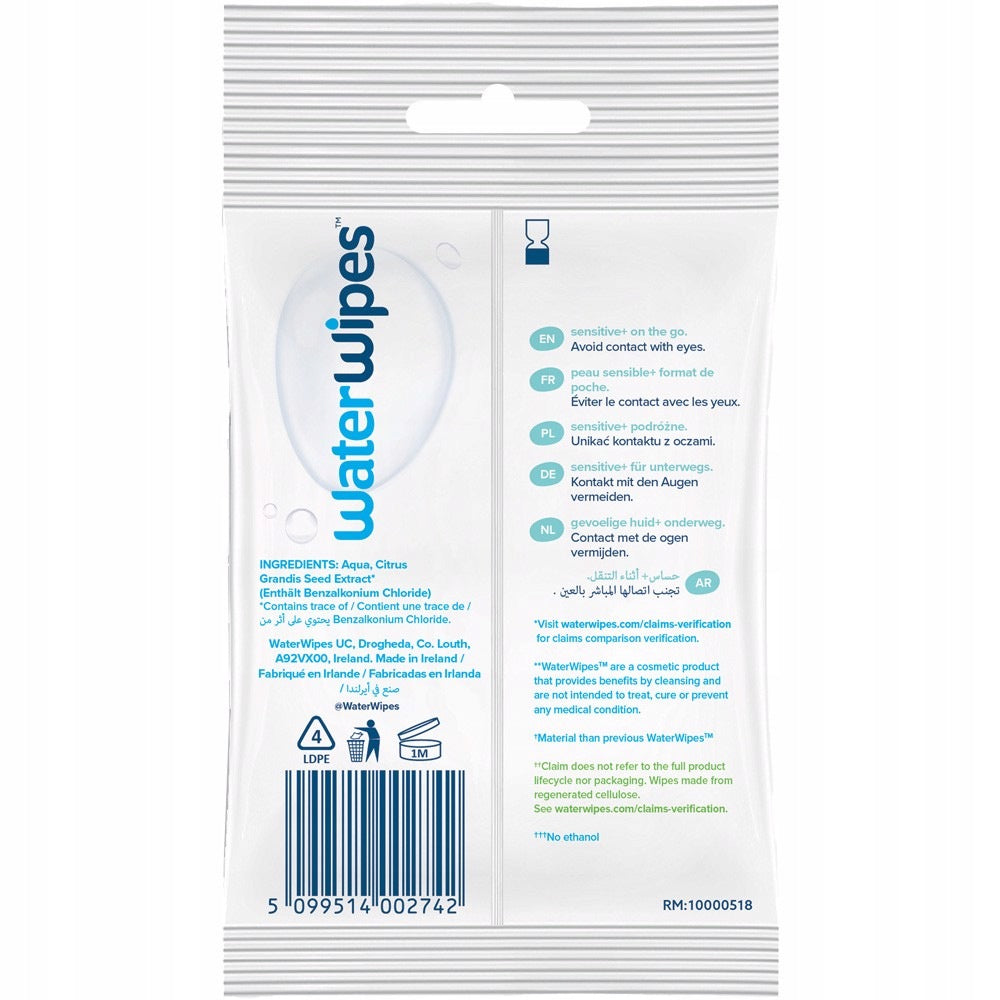 WaterWipes Aqua On The Go Wet Wipes 99,9% Water 10pcs Packaging status original