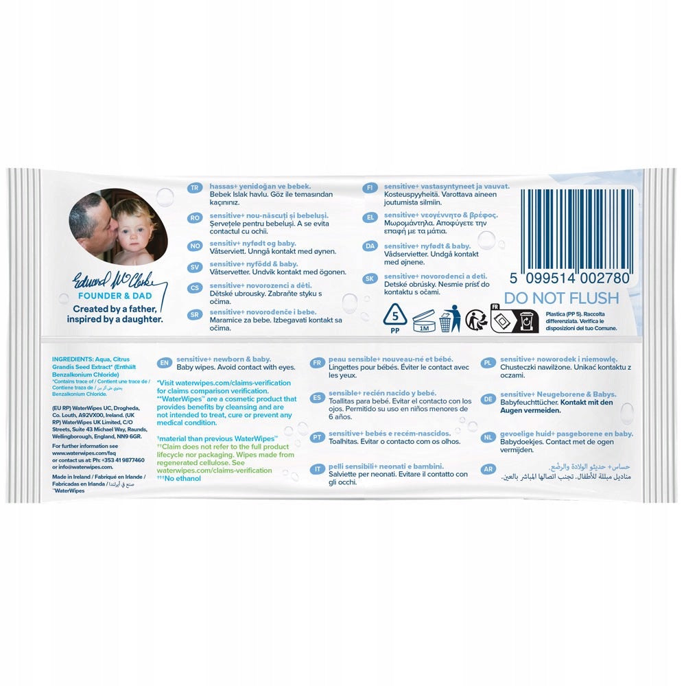 WaterWipes BIO Wet wipes 99.9% water 40pcs for sensitive skin Medical device no