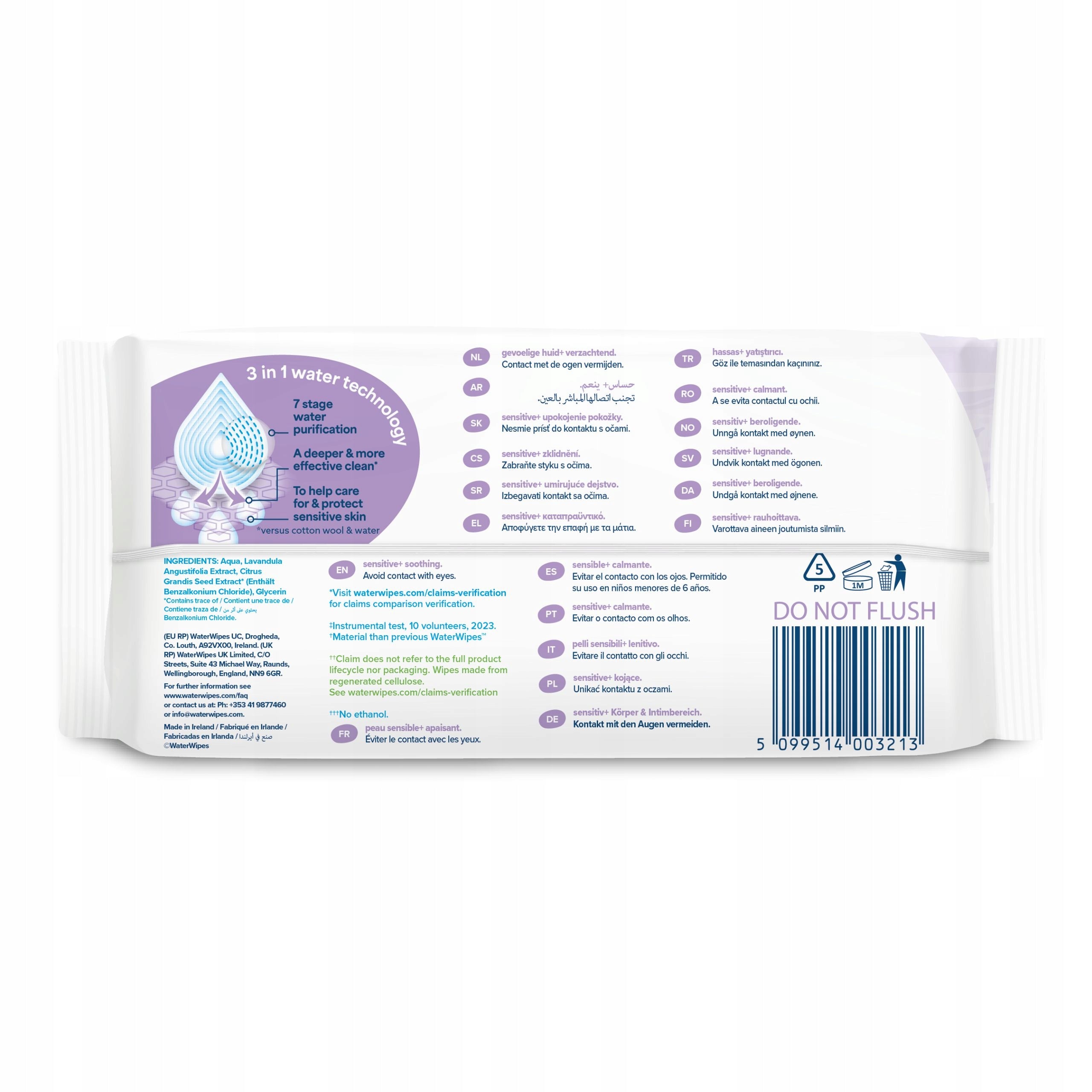 WaterWipes Soothing Moisturized Wipes for Children Set 24x60pcs with Lavender Number of packages 24