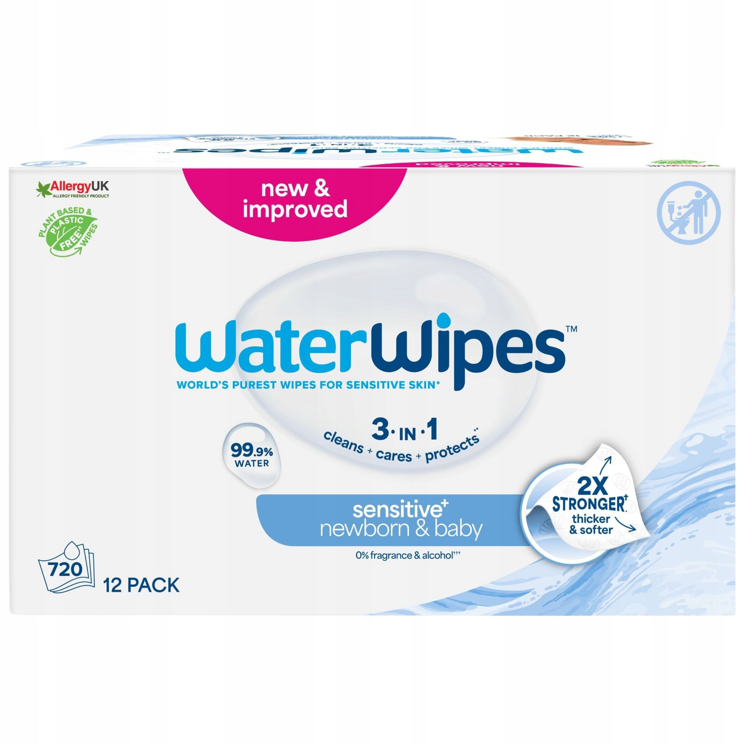WaterWipes Wet wipes BIO 12x60pcs 99,9% water gentle set Medical device no