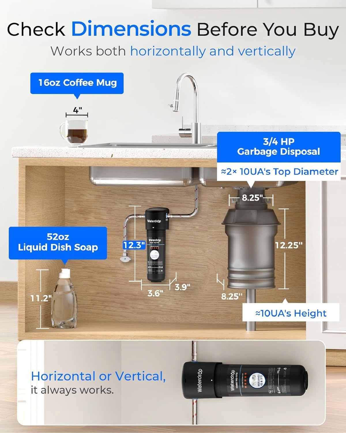 Waterdrop 10UA Under Sink Water Filter with 1 RF10 Replacement Filter Product weight with unit packaging 2.3 kg