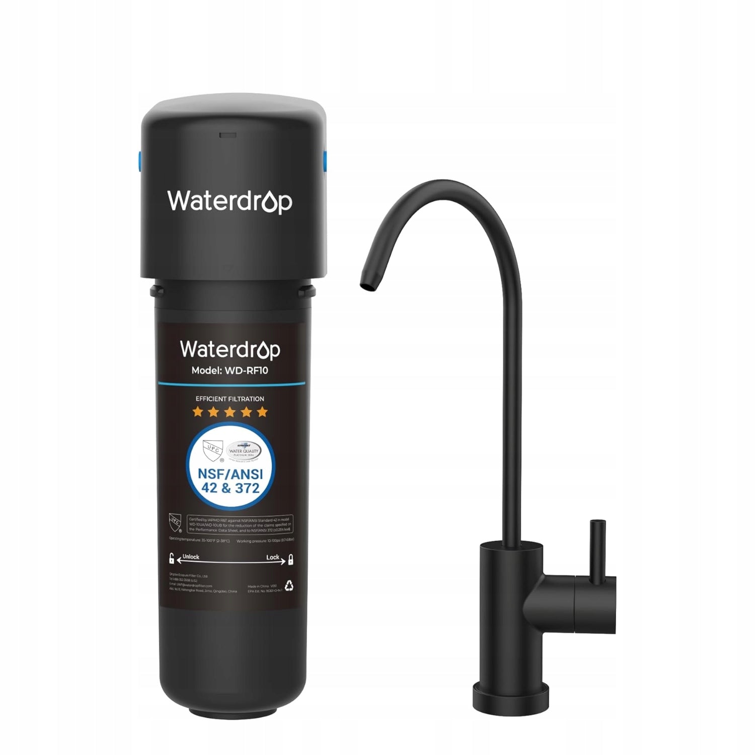 Waterdrop 10UB Undersink Water Filter System with Dedicated Faucet