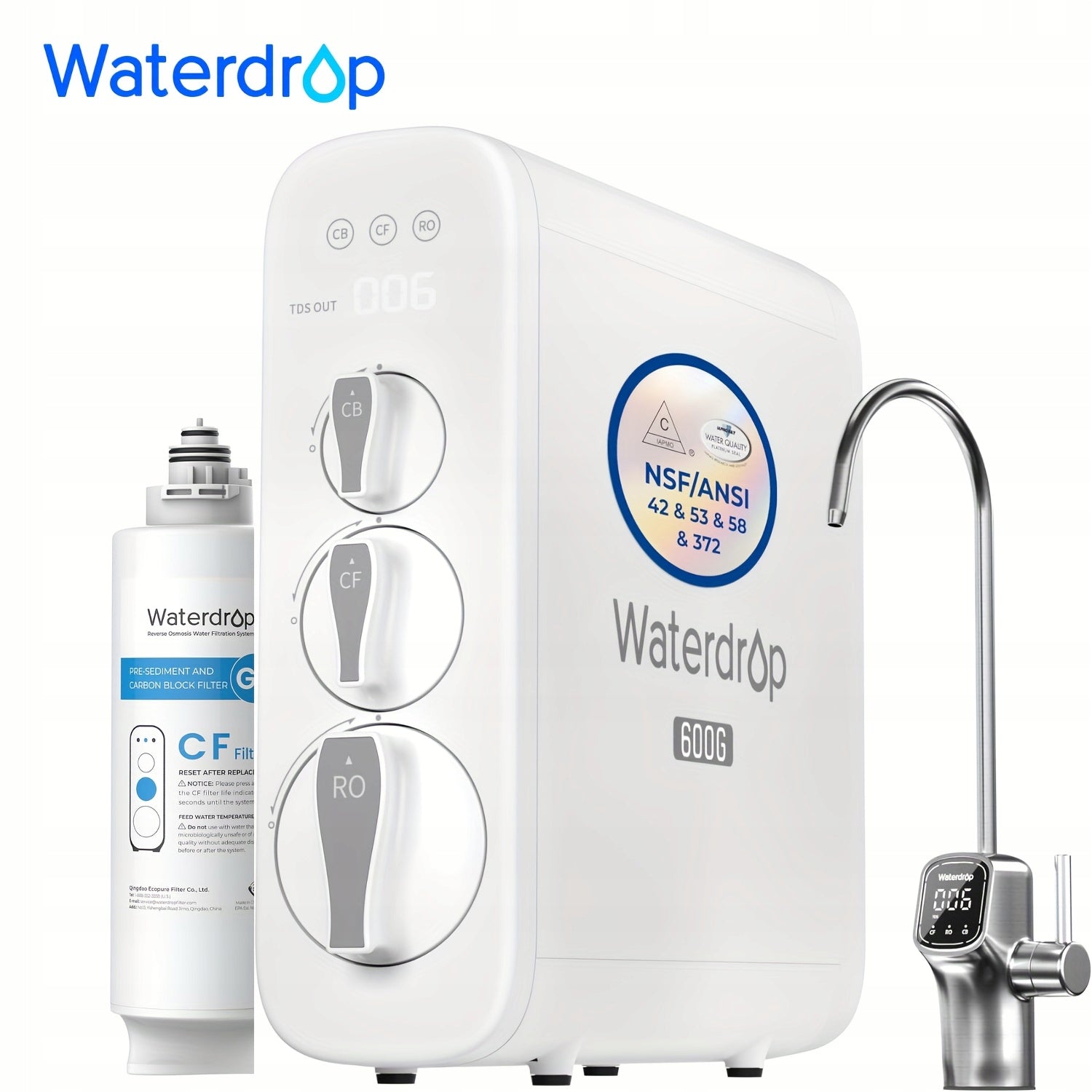 Waterdrop G3P600 Reverse Osmosis System With N1CF Filter