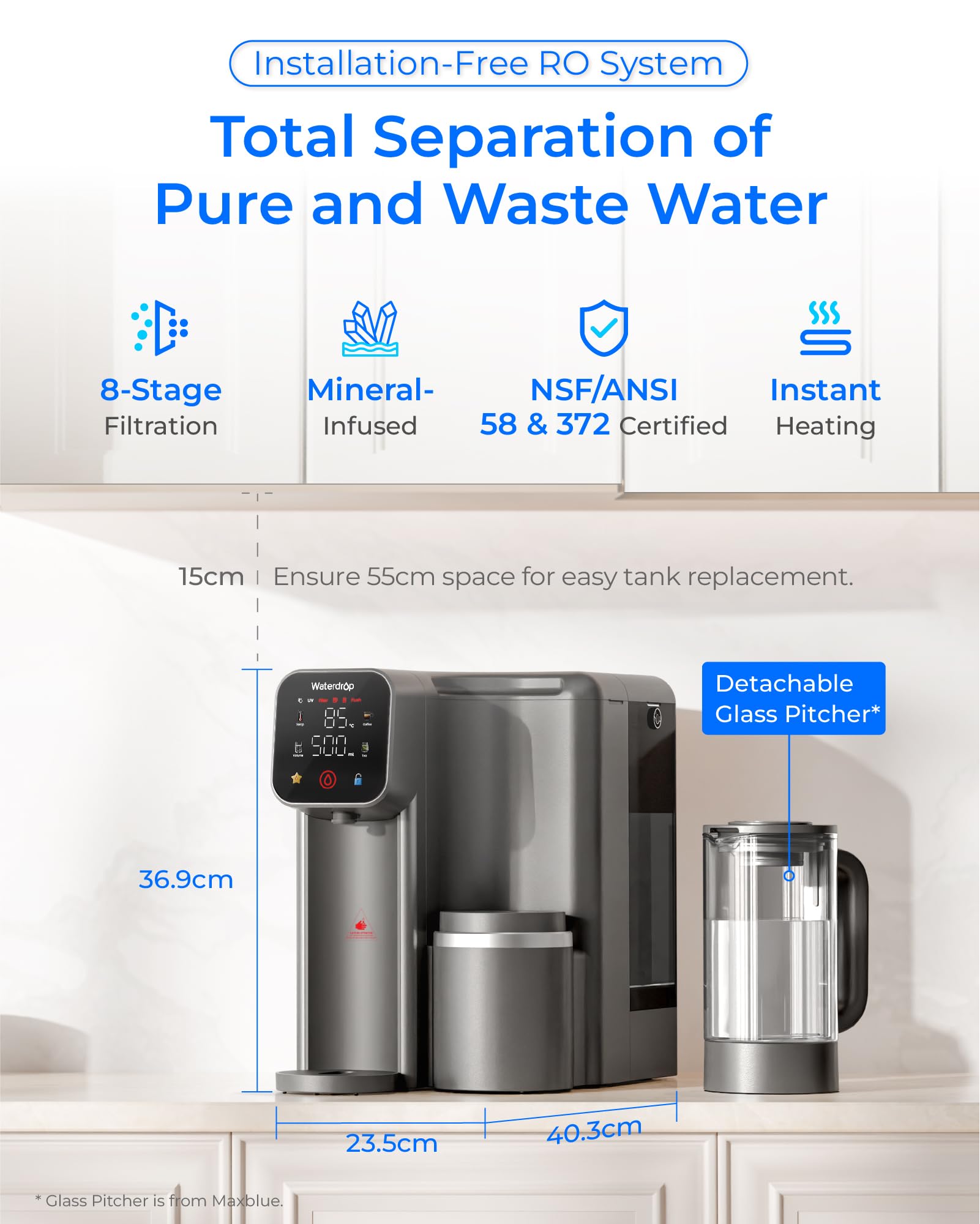 Waterdrop M6HG Instant Hot Water Reverse Osmosis System, 8-Stage Manufacturer code WD-M6HG-AL