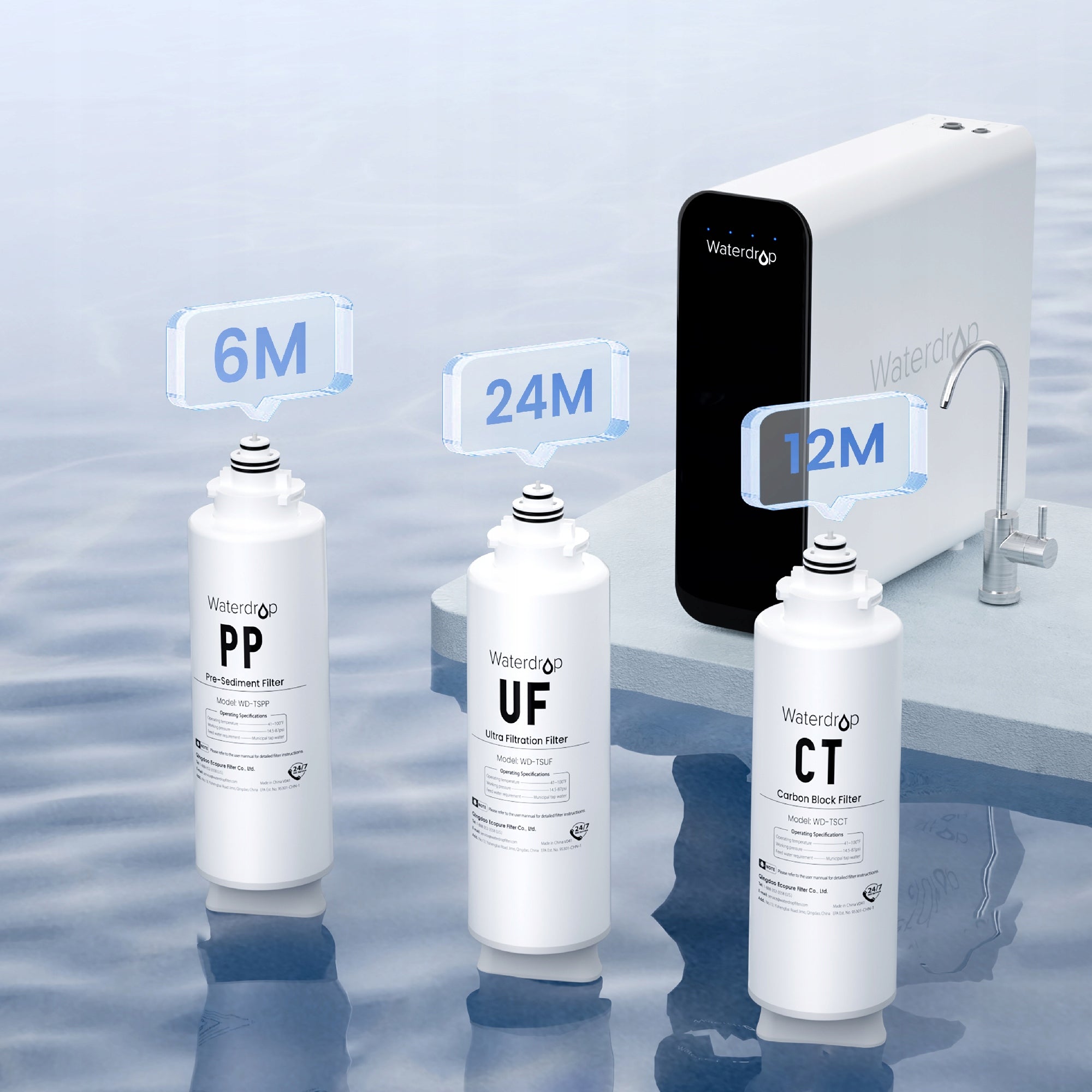 Waterdrop TSU Water Purification System Ultra Filtration Under Sink Brand Waterdrop