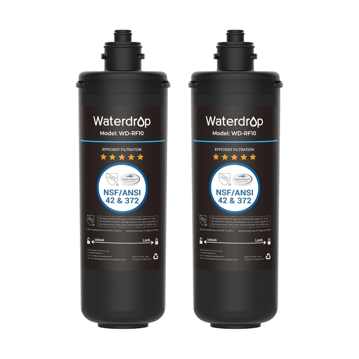 Waterdrop WD-RF10 Water Filter, 11000 Gallon High Capacity, 2 Packs
