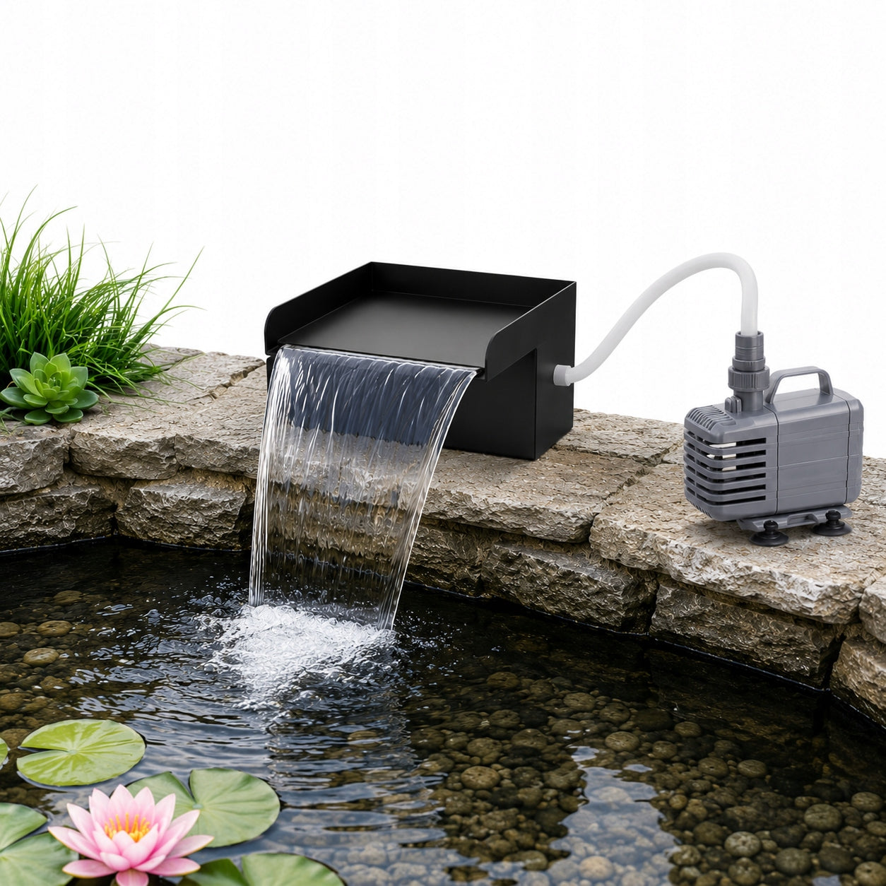 Waterfall for Eyelets Cascade Pump 1000 l/h Hose Set Stainless Steel Manufacturer code 5905799011419