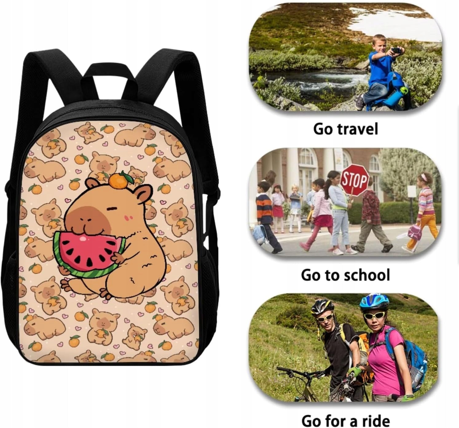 Watermelon Capybara Backpack School Bag Lunch Box Pencil Case Bottle Holder Manufacturer code Watermelon Capybara Backpack