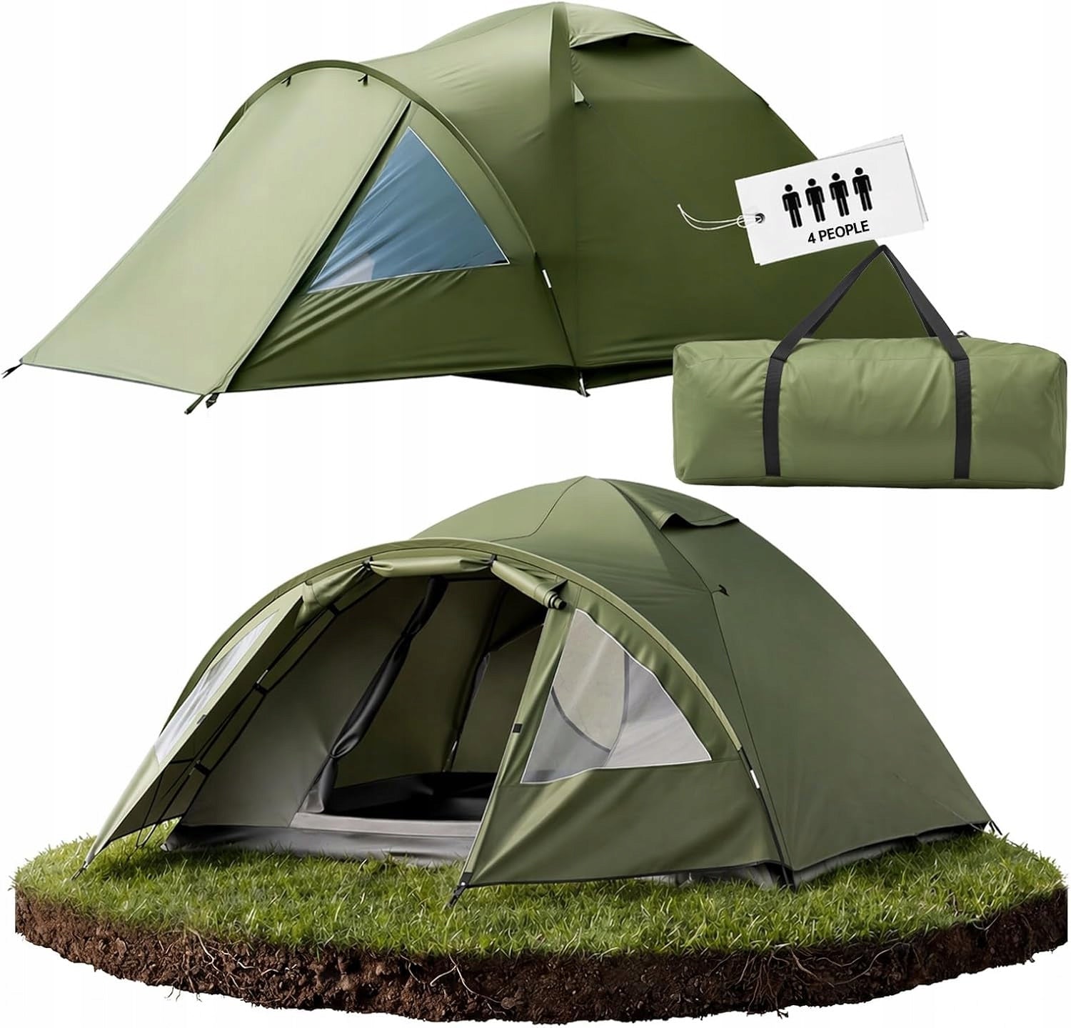 Waterproof Camping Tent for 4 People with Vestibule PU4000 UV
