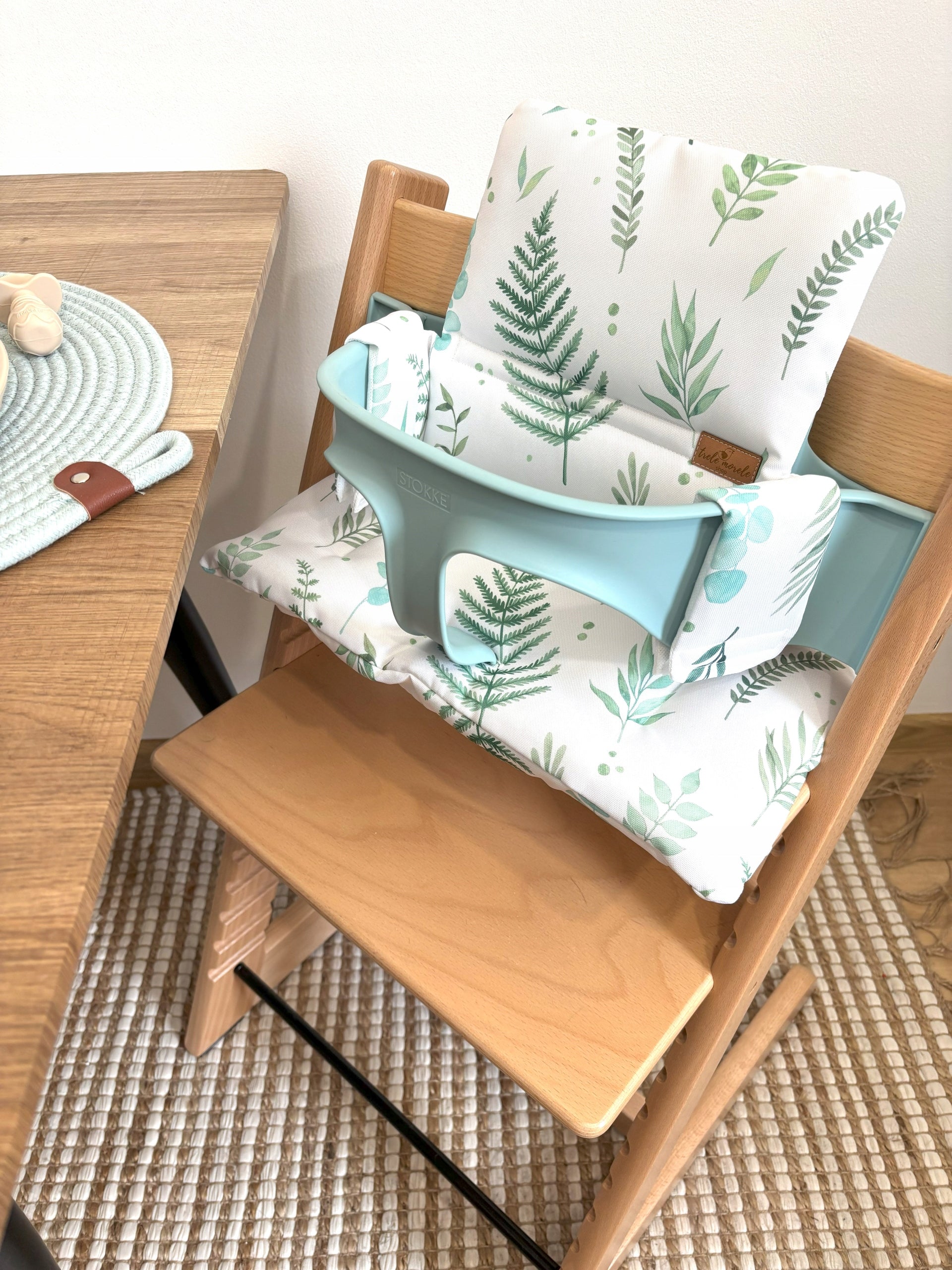 Waterproof Cushions for Stokke Tripp Trapp 2in1 Green Leaves White Packaging status original