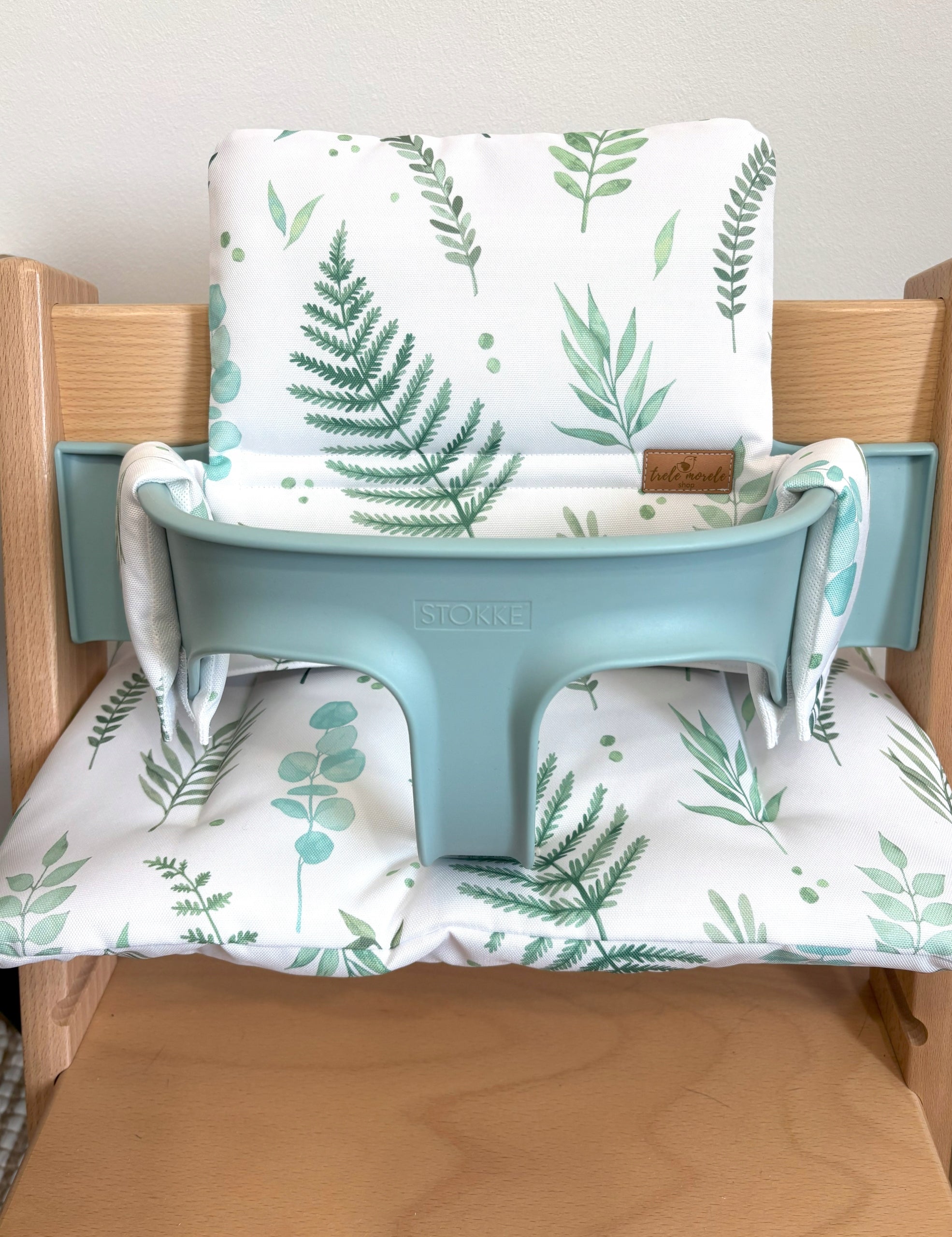 Waterproof Cushions for Stokke Tripp Trapp 2in1 Green Leaves White
