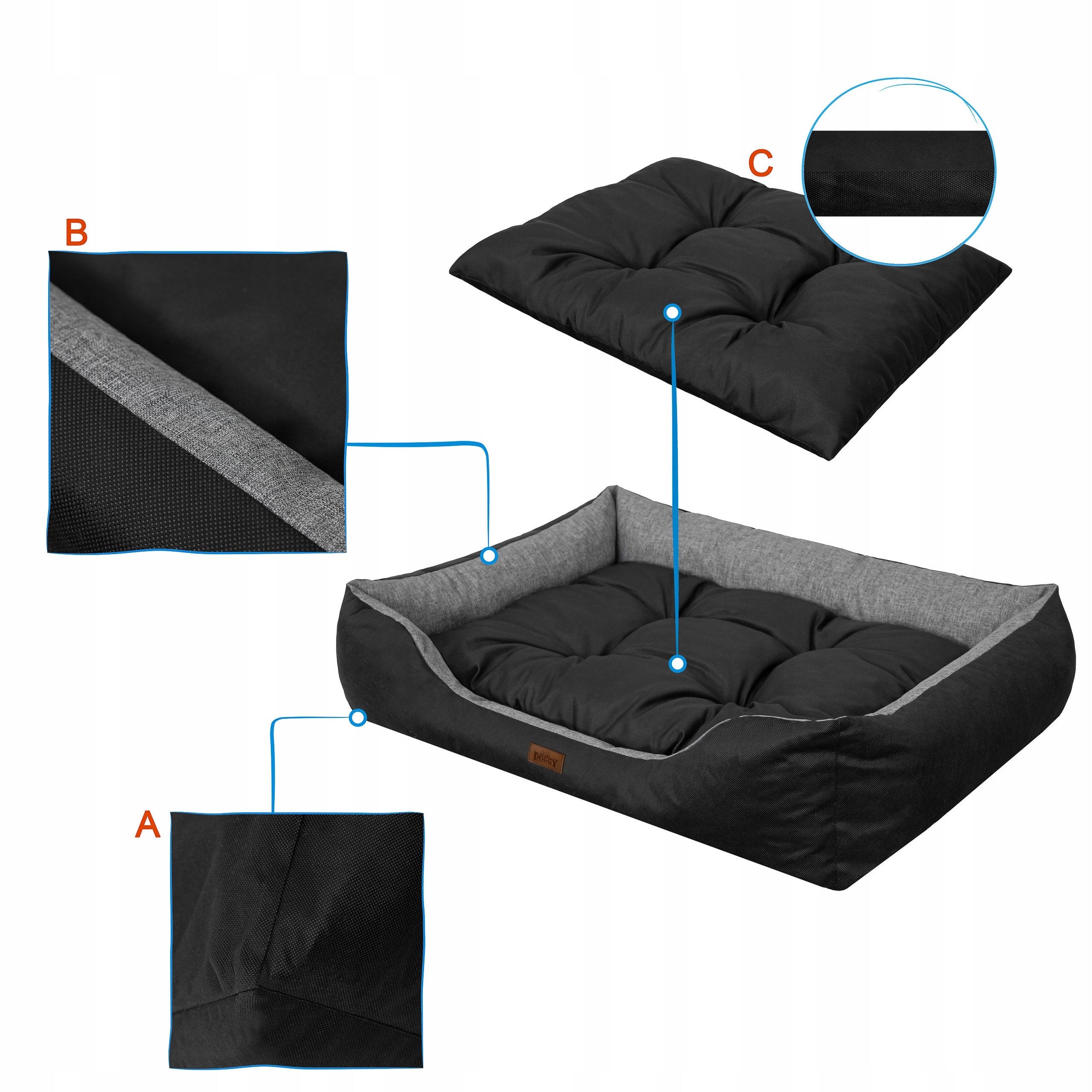 Waterproof Dog Bed - Playpen Bed Couch for Big Dog 113x84 cm Trade name Legowisko dla psa - średnie