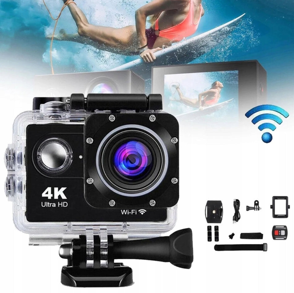 Waterproof Kamera Sports 4K Full HD PRO 30m Set Accessories 20in1