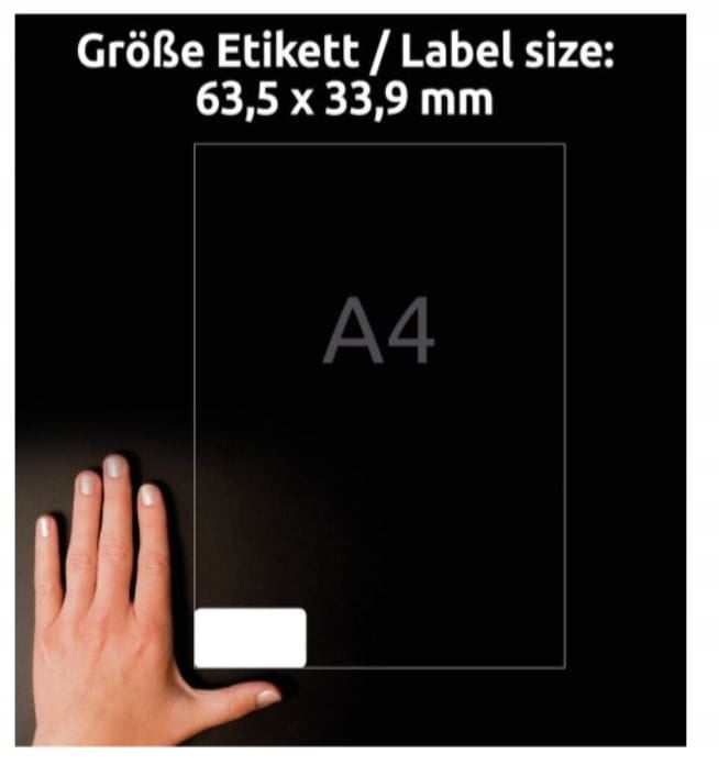 Waterproof Labels 63,5 x 33,9mm Avery L4773-8 Manufacturer code L4773-8