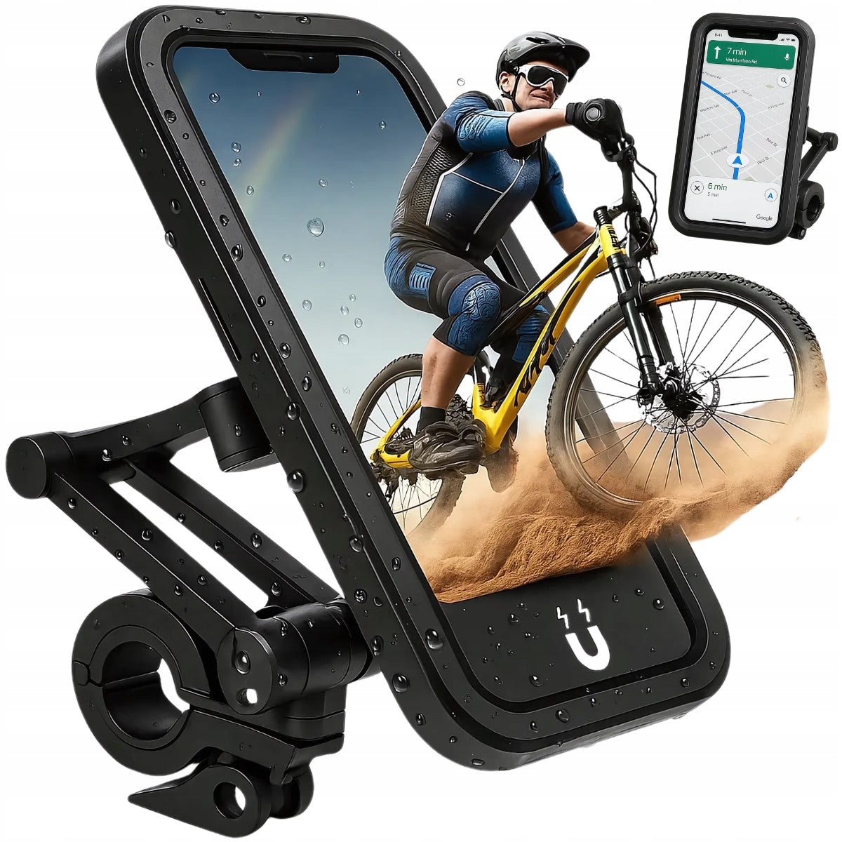 Waterproof Phone Holder Smartphone Bike Motorcycle Scooter 360° GPS