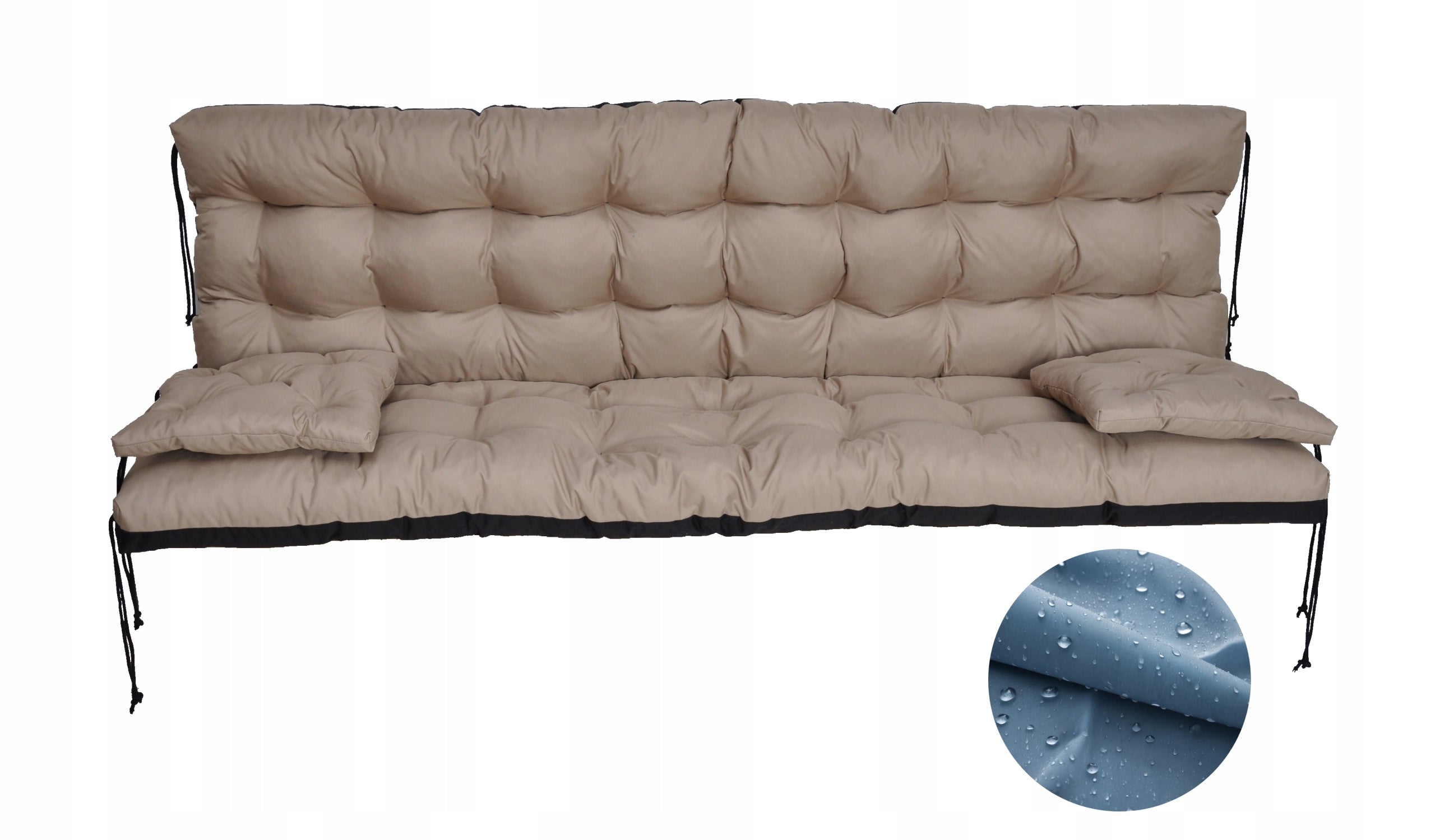 Waterproof Swing Cushion for Garden Bench 180 cm + Cushions 40x40