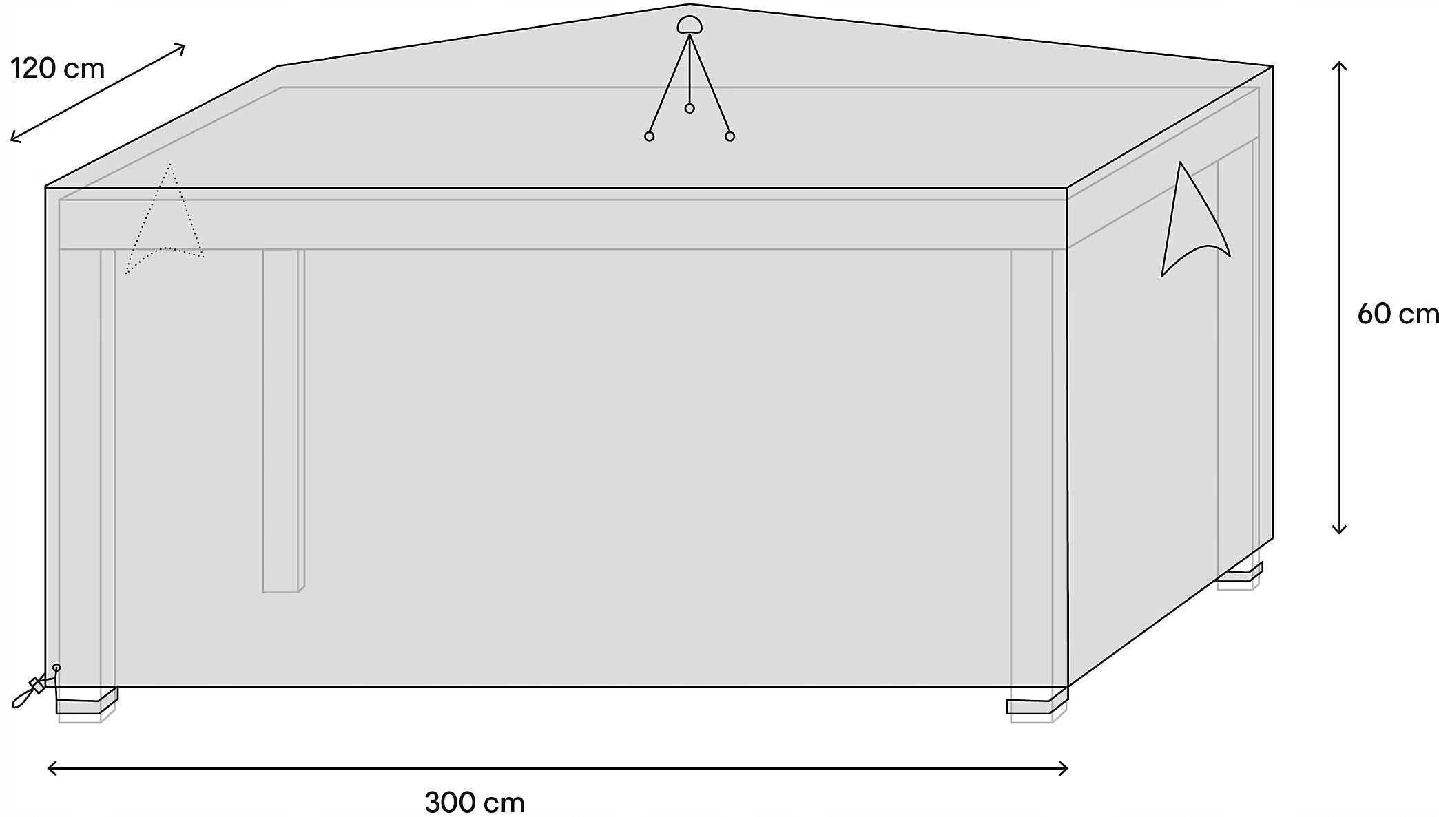 Waterproof Table Cover Outdoor Furniture Rectangular Grey 300x120x60cm Manufacturer Goodhome