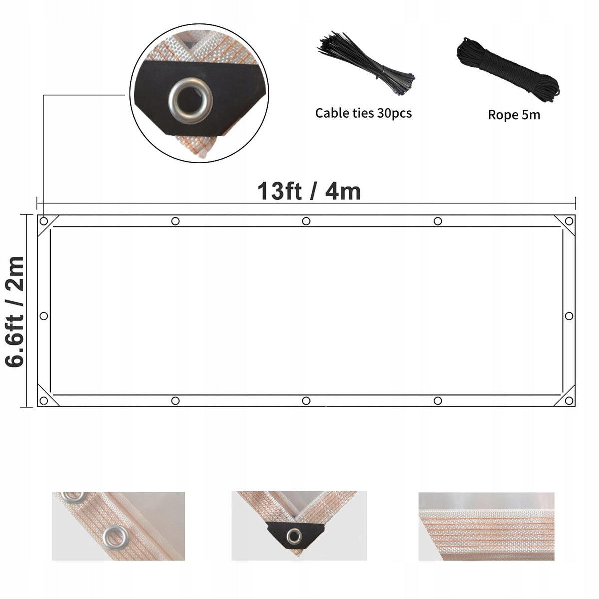 Waterproof Tarp Cover Tear Resistant Rainproof Transparent Poly 400cmx200cm Packaging status original