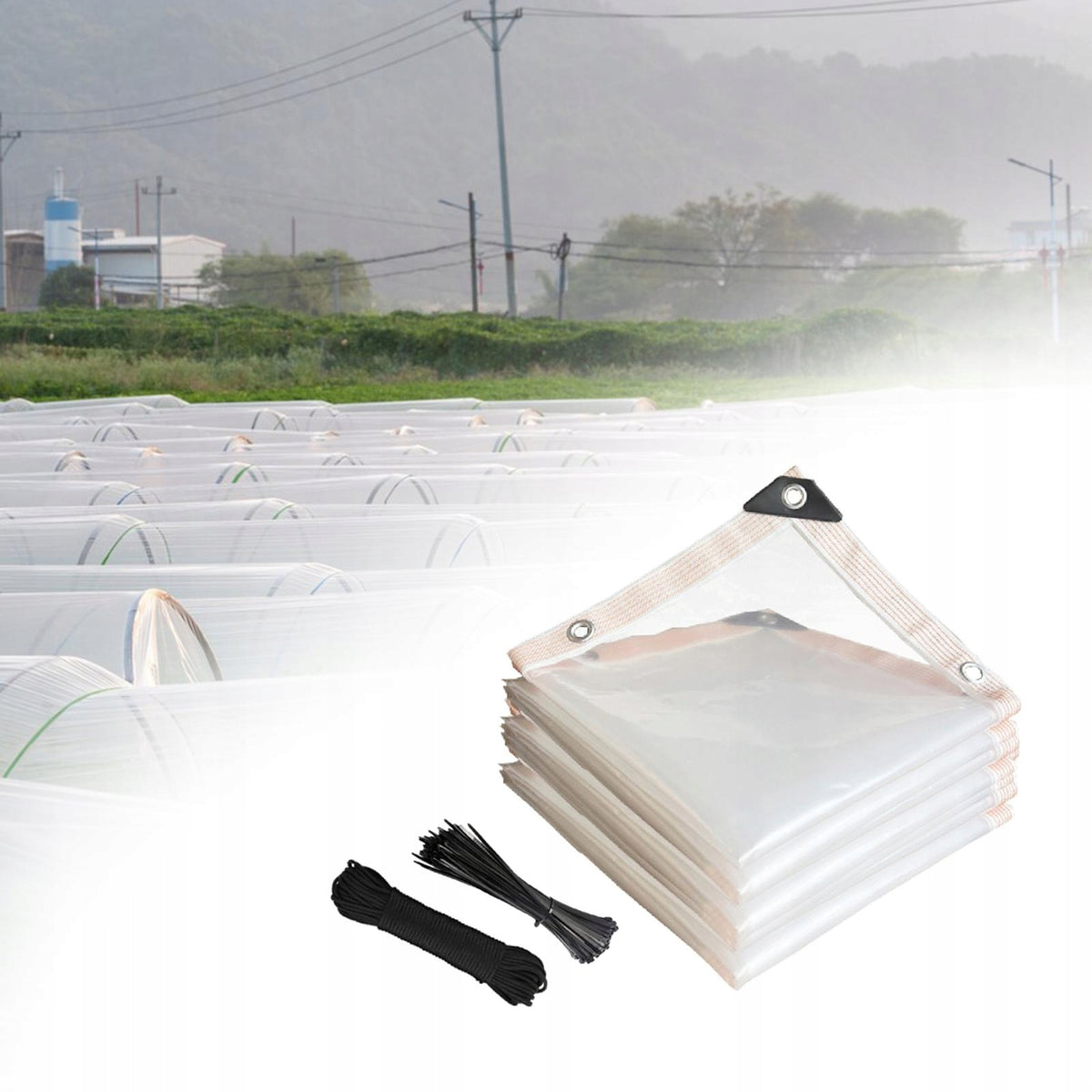 Waterproof Tarp Cover Tear Resistant Rainproof Transparent Poly 400cmx200cm