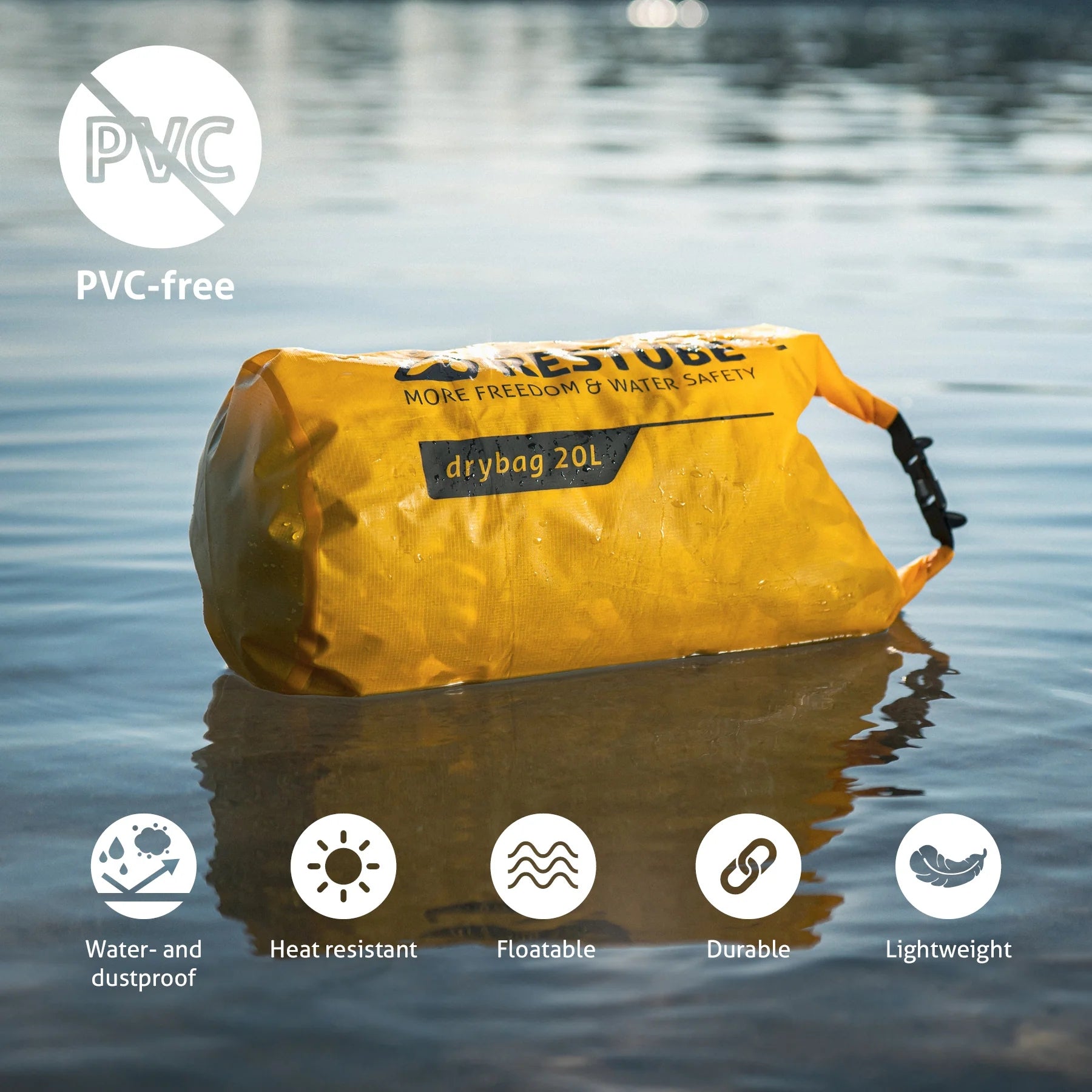 Waterproof bag RESTUBE Drybag 20 l with shoulder strap, yellow EAN (GTIN) 4260329282785