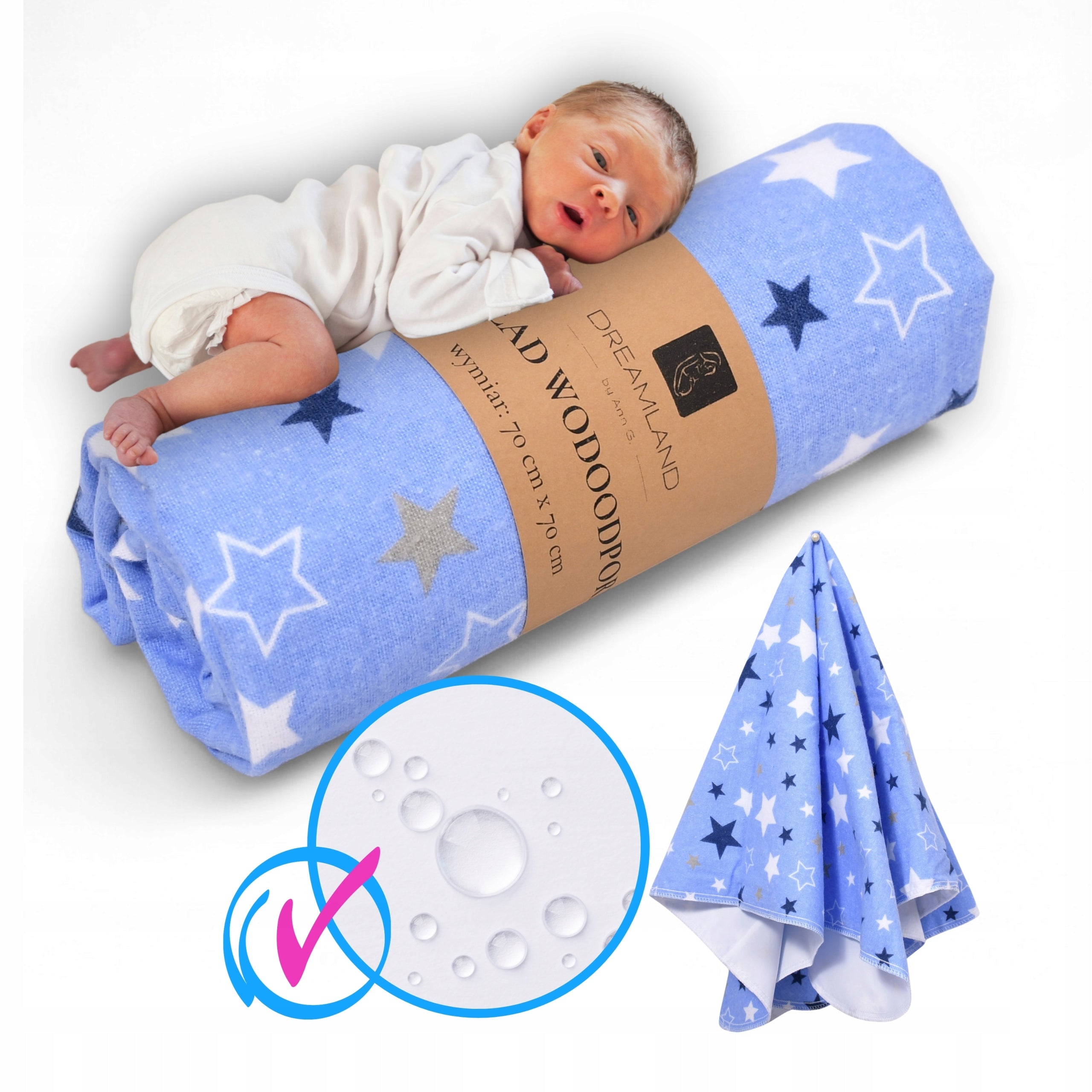 Waterproof flannel diaper with oilcloth 75x70 waterproof backing