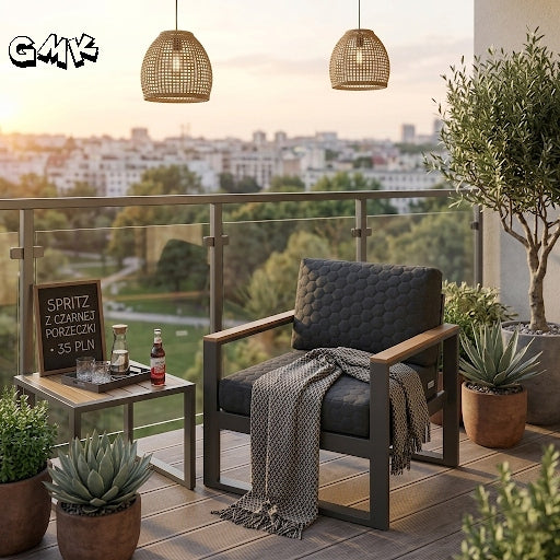 Waterproof garden cushion with sponge 50x100x6 cm–black quilted hexagons Cushion thickness 6 cm