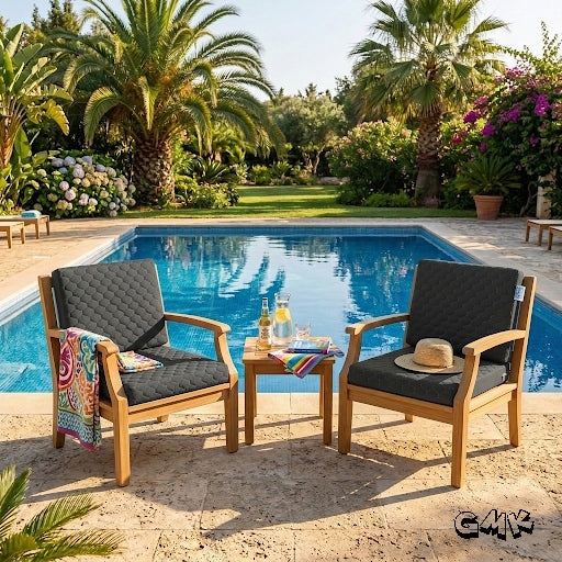 Waterproof garden cushion with sponge 50x100x6 cm–black quilted hexagons EAN (GTIN) 5903418205317
