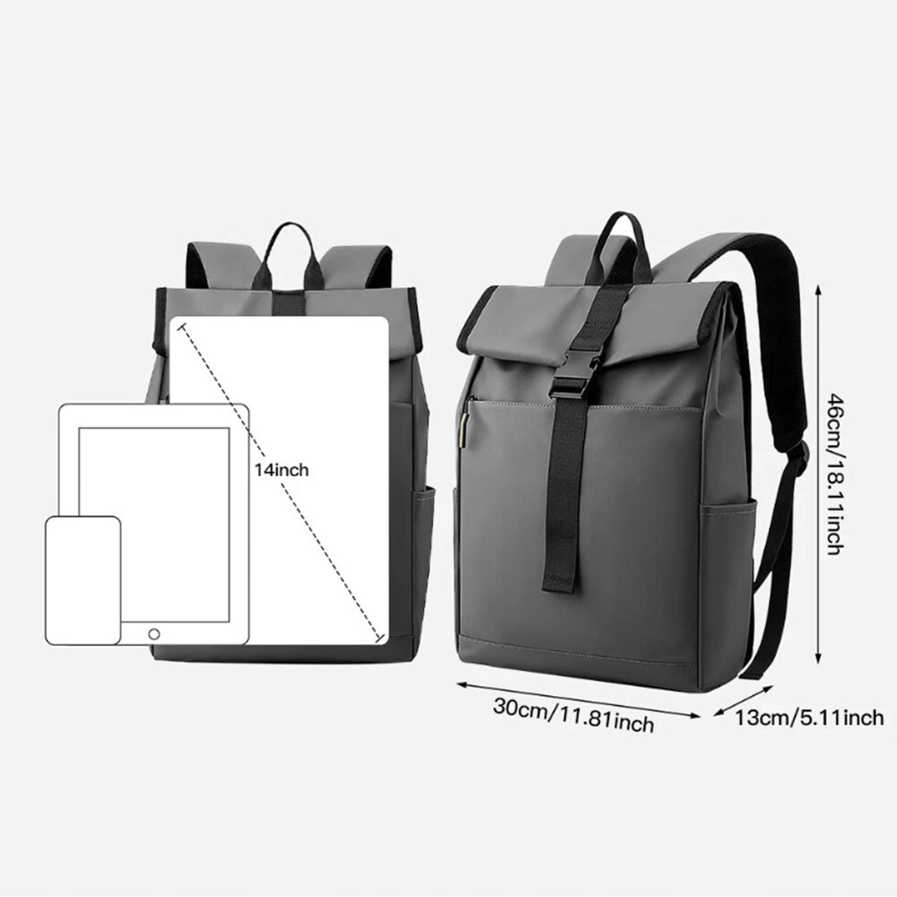 Waterproof roll-up backpack with unisex laptop compartment Main pattern plain