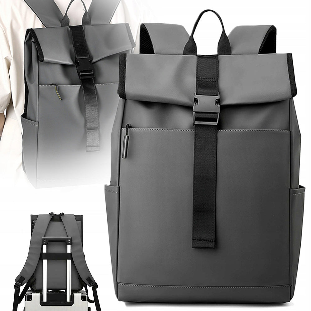 Waterproof roll-up backpack with unisex laptop compartment