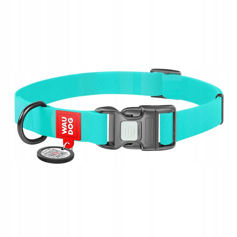 Waudog Dog Collar Waterproof Glowing Fastex Turquoise M Address Qr