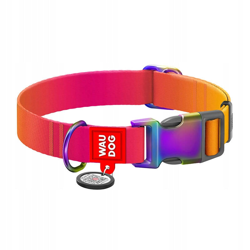 Waudog Nylon Collar with QR Code for Dog Gradient Orange Size L Manufacturer code 46534