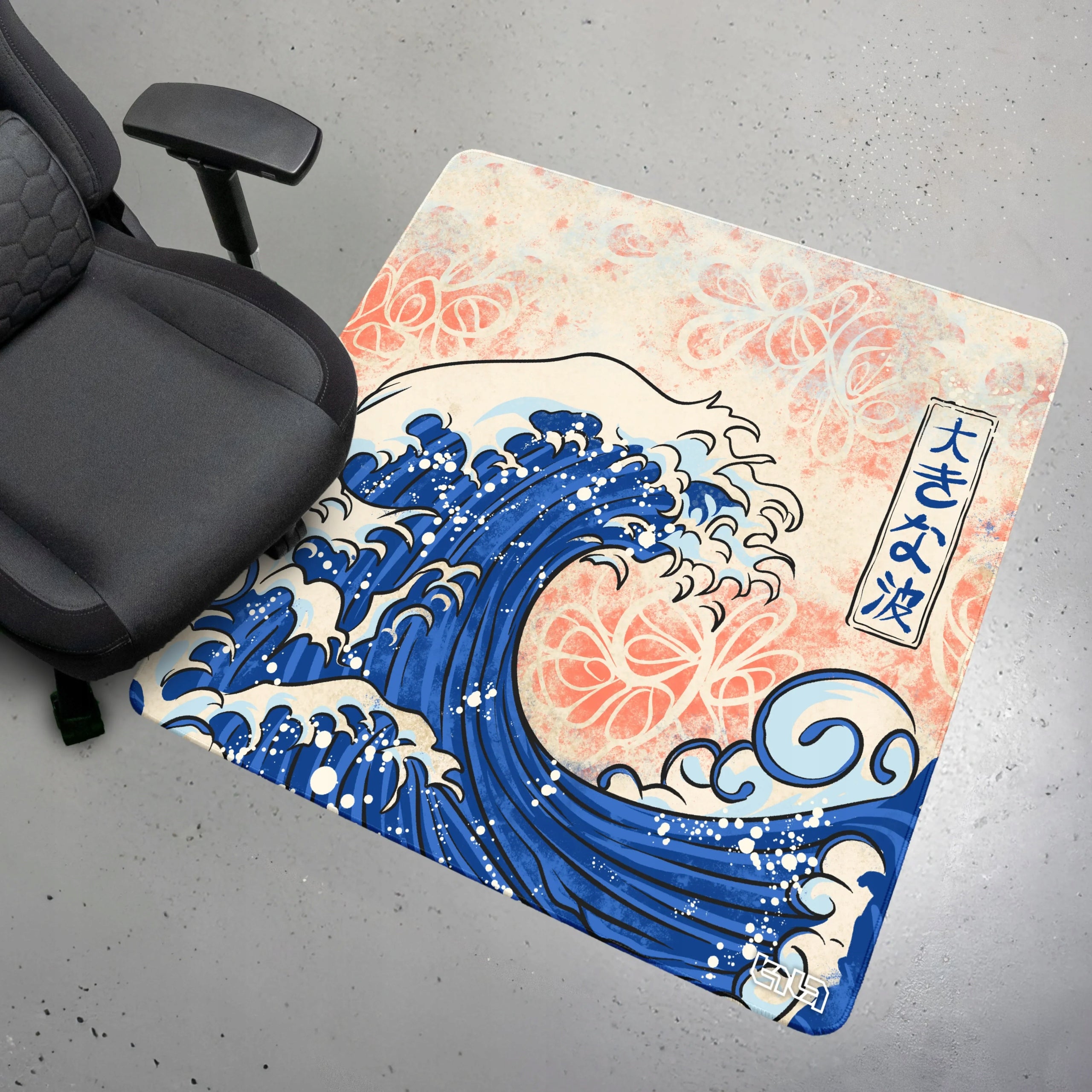 Wave GAMING CHAIR MAT in Kanagawa 100x100 TILT Color multicolor