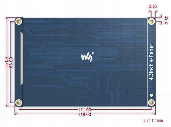 Waveshare EPAPER 4,3" Display Module Batteries included no