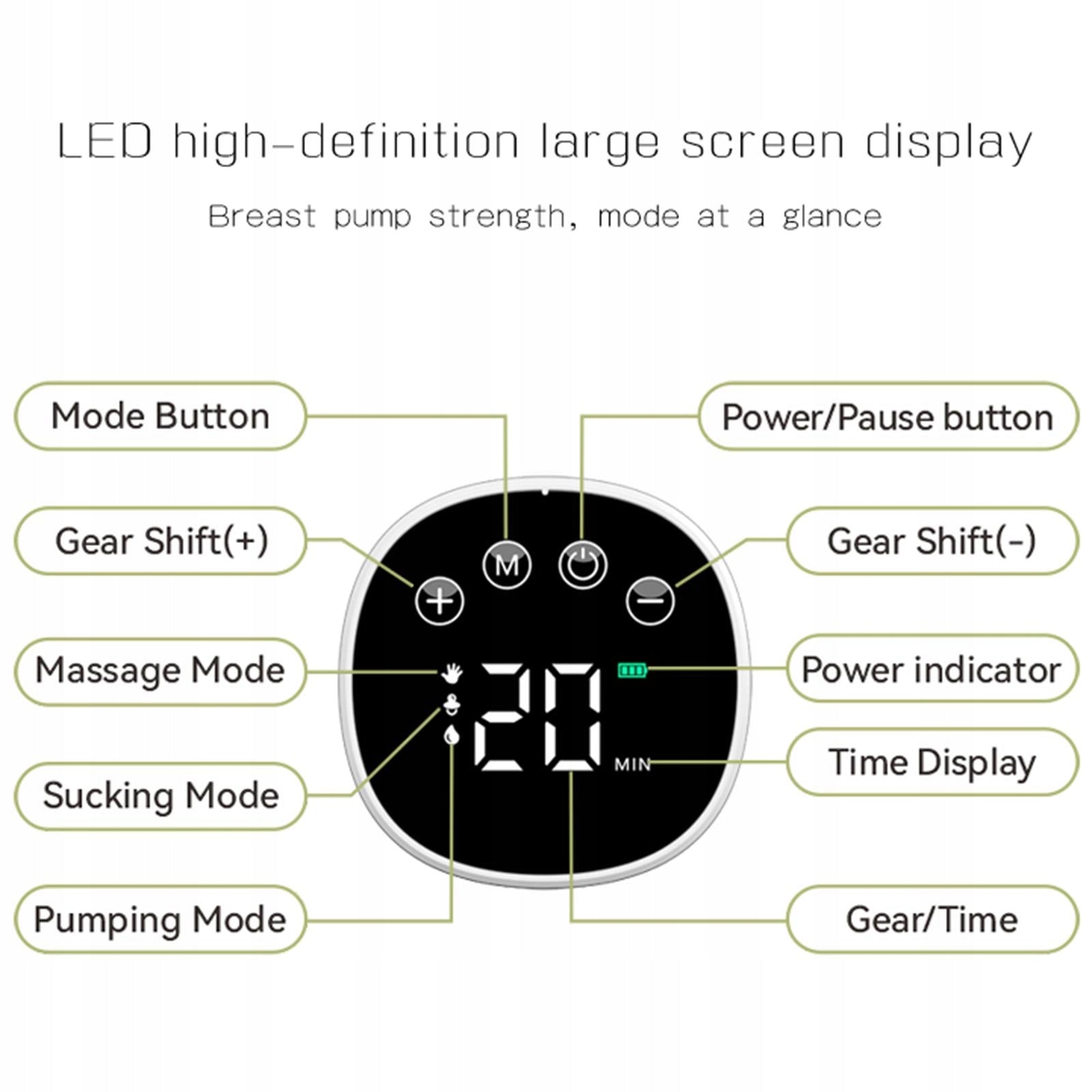 Wearable Breast Pump Portable 3 Modes, 9 Levels LED Display Low Black 1pcs Medical device no