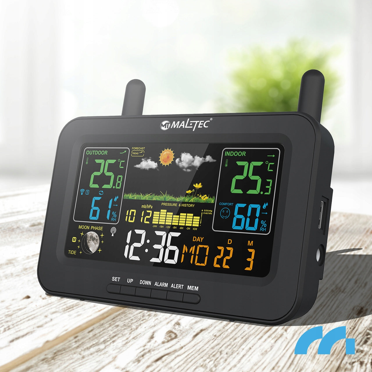 Weather Station Wireless Thermometer Barometer Outdoor Weather Sensor Brand Maltec