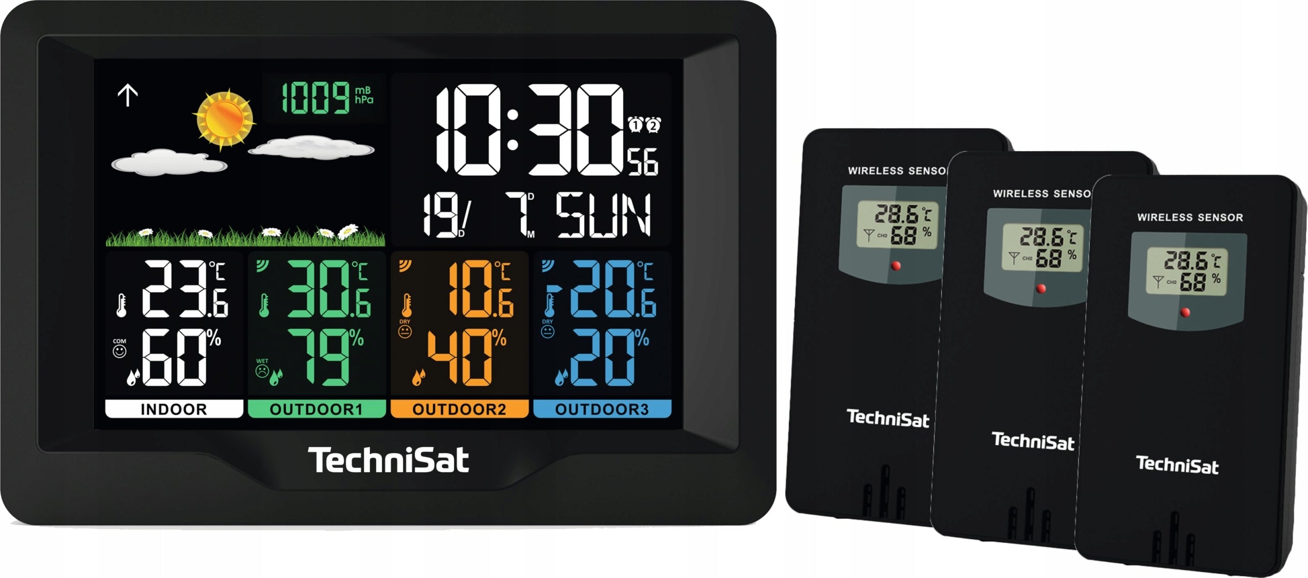 Weather station thermometer 3 external sensors DCF TechniSat IMETEO X4 Model IMETEO X4