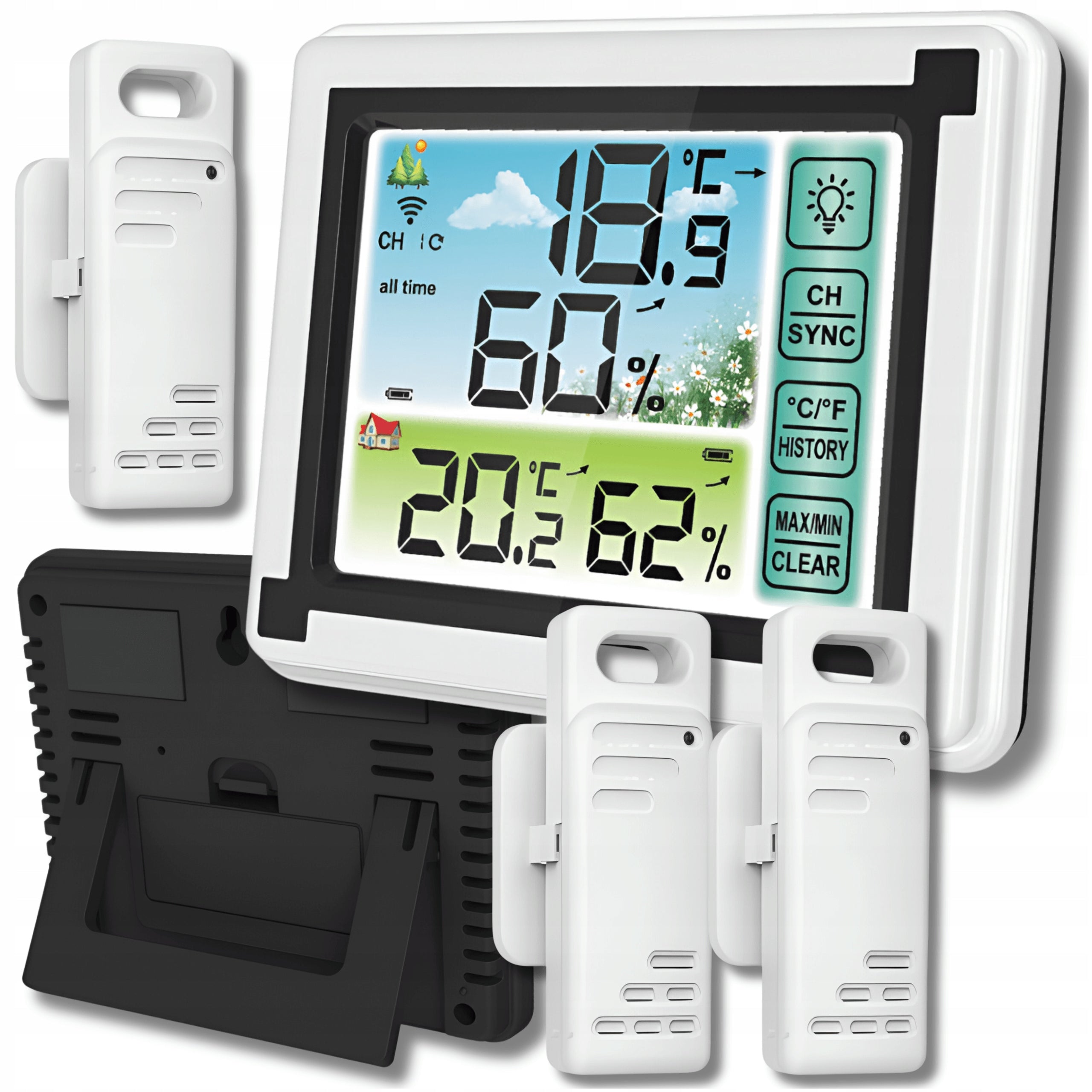 Weather station wireless weather meteo 3 sensors outdoor weather