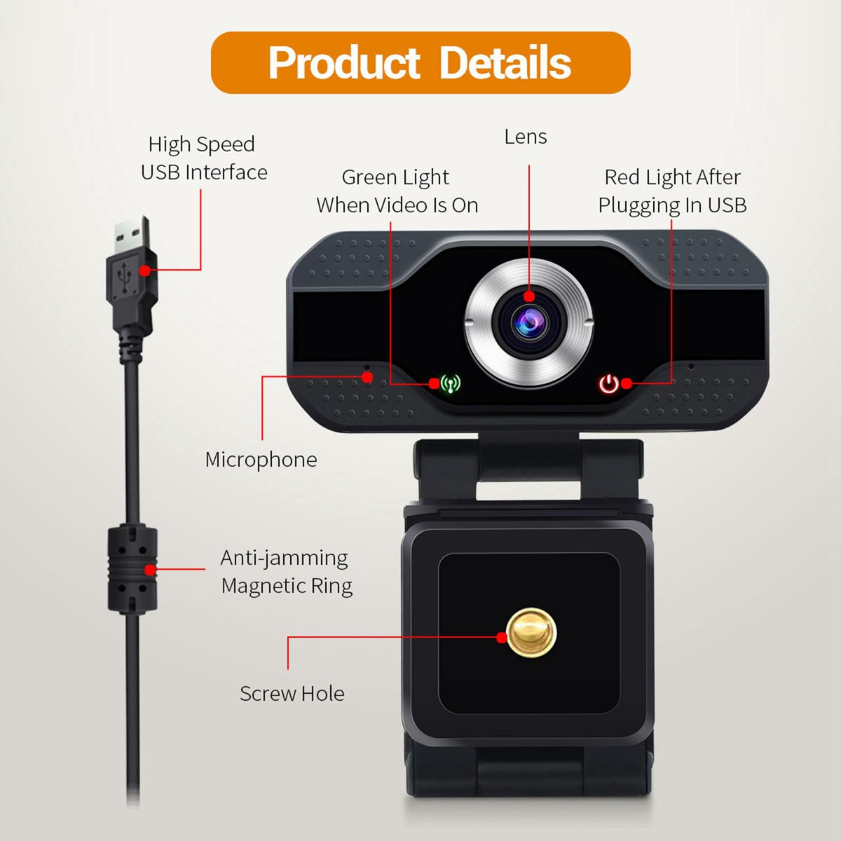 Web Camera High Performance Practical Multi Angle Wear Resistant Manual Packaging status original