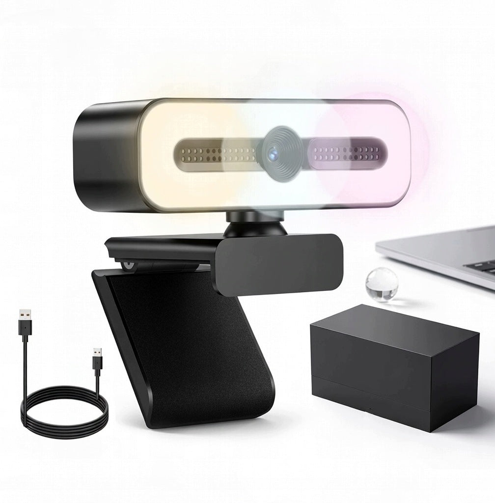 Webcam 1080P USB 30FPS Microphone 3 Colors Light 120° PRIVACY COVER