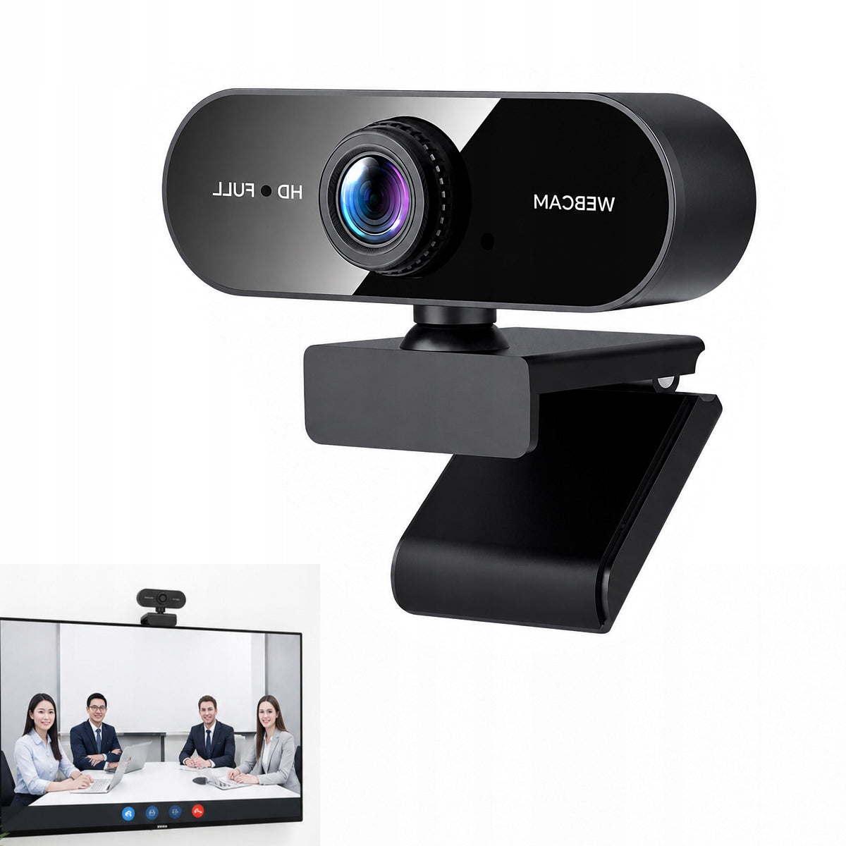 Webcam Full HD 1080p Viewing Angle 90° USB PC Microphone