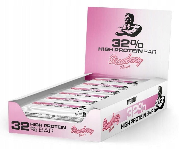 Weider - 32% High Protein Bar, Protein Bar, Strawberry, 12 Bar x 6