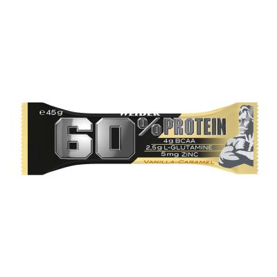 Weider 60 Protein Bar 45g Caramel BCAA Zinc Without Sugar