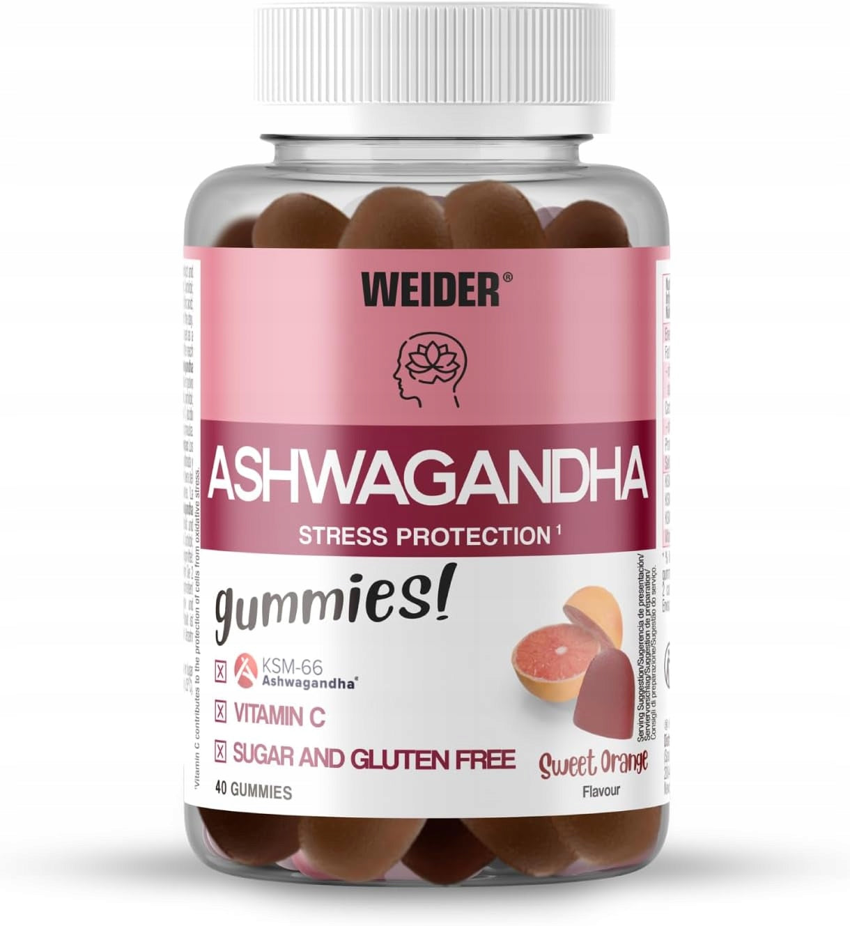 Weider ASHWAGANDHA 40 gummies taste Sweet Orange EXTRACT KSM 66 Stress
