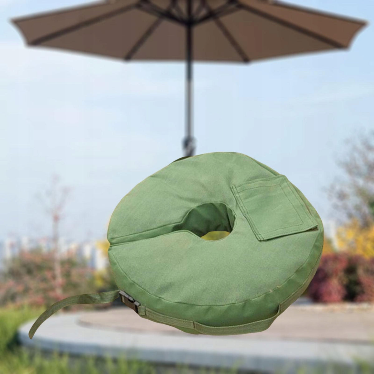 Weight Sand Bag Parasol Portable Windproof Umbrella SiliconeCanvas Green