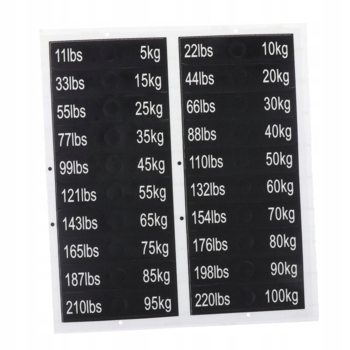 Weight Stack Labels, 11 Lbs to 220 Lbs, Number Stickers with Weight Pin Packaging status original