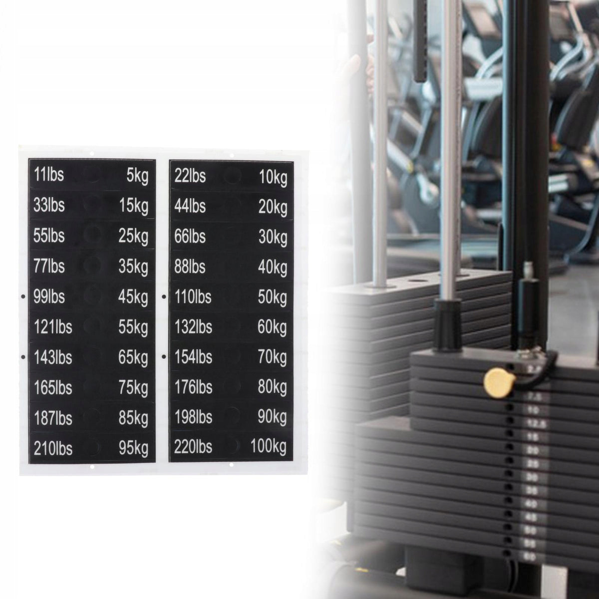 Weight Stack Labels, 11 Lbs to 220 Lbs Weight Labels, Number Stickers with
